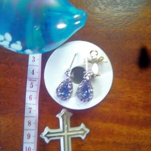 Joe & Elle Purple Teardrop Crystal Earrings